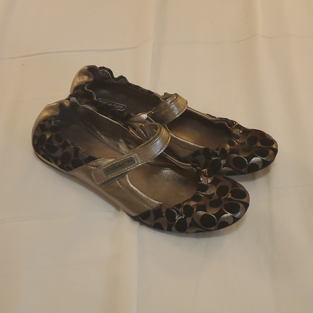 Coach Caryl Sig Ballet Flats with Strap sz 9.5
